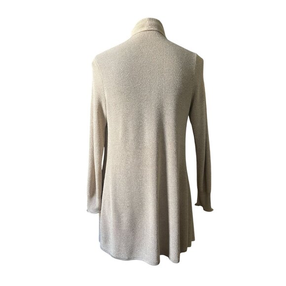 WHBM draped neck knit open front cardigan duster Medium taupe - Picture 4 of 6